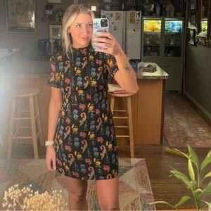 SO CUTE Black Floral Babydoll Mini Ruffled Dress